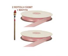 Armario bomboneras 100Â metros cinta de RASO Blanco para fabricar bomboneras 3Â mm + 1matita, Rosa