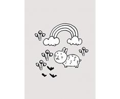 Komar Wandbild Von Scribble Bunny | Poster, Bild, Wohnzimmer, Schlafzimmer, Dekoration, Kunstdruck | ohne Rahmen | P104F-50x70 fotomural, Negro, Blanco