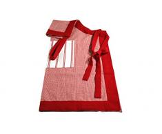 Campagne Table Linen Delantal, algodn, color rojo y blanco