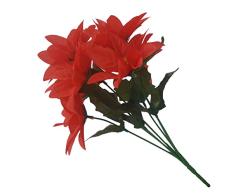 silk flowers Ramo de Flores Artificiales de Navidad, 3 Unidades, Color Rojo, 7 Cabezas por Ramo