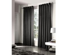Just Contempo - Juego de Cortinas con Ojales (117 x 137 cm), diseño de cÃrculos, Color Negro, poliéster, Negro, 2 Cortinas (167 x 137 cm)