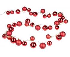 Guirnalda con 40 bolas de Navidad rojas y 80 LED en blanco cálido, para Navidad, decoración, luz de ambiente, aprox. 2 m