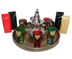 DONREGALOWEB Juego de tÃ© marroquÃ­ con Bandeja, Tetera, Vasos y Variados de tÃ©s