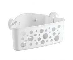 InterDesign Bubblz Estante rinconero con ventosas | Cesta de baño Power Lock para la ducha y la bañera | Estanterías de baño sin taladro para champú y juguetes | Plástico blanco