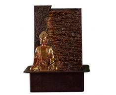 Zen Light â Fuente de Interior Buda Jati â Idea de Regalo Original â Objeto Feng Shui y Bienestar â Iluminación Fuente LED Blanco cálido â Pared de Agua â 22 x 30 x 40 cm marrón Talla única