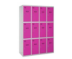SimonRack SIMONLOCKER Prof. Mon. 3 Doors 4/12 300 (1200) GR/RS Taquilla Metalica, Gris/Rosa, Grande