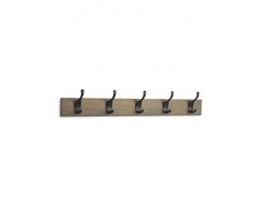 AmazonBasics - Perchero de pared, 5 ganchos modernos, Madera noble, 2 unidades