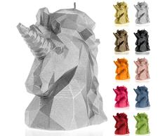 Candellana Hecho a Mano Unicorn Low-Poly Vela de Regalo - Divertida - Vela Decorativa - Decoración del Hogar - Regalos para Amigos - Mecha de Algodón - Tiempo de Quemado 74h - Vela Silver