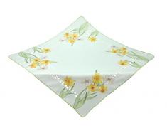 Bellanda 3186 - 85 x 85 Rectangular Mantel narcisos perforar Bordado y Trabajo, poliéster, Aspecto de Grueso, Medio, Aprox. 85 x 85 cm, Champán/Amarillo/Naranja