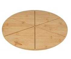 Fackelmann Tabla de cortar pizza de madera redonda de 32 cm â de bambÃº renovable â Boquillas de corte para piezas de pizza perfectamente iguales â Bandeja para pizza de la serie Pizza & Pasta