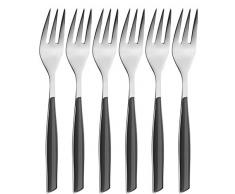 Bugatti Glamour glnu-021f17/6 Tenedores para Tartas (Juego de 6) - San (Resina copolÃmeros de estireno-acrilonitrilo)/Acero - 16 x 20 x 3 cm - Negro