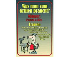 Schatzmix Blechschild Was Man Zum Grillen braucht BBQ Rezept Metallschild 20x30 cm Wanddeko Tin Sign SeÃ±al metÃ¡lica, hojalata, Multicolor, 20 x 30 cm