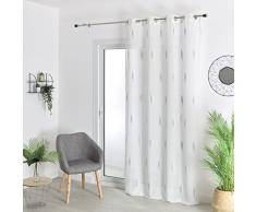 HomeMaison.com Visillo con Efecto Lino Jacquard, 140 x 260 cm, Color Gris