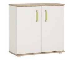 Furniture To go 4 Kids Armario de 2 Puertas con Asas de limón, Madera, Blanco Brillante, Color Roble