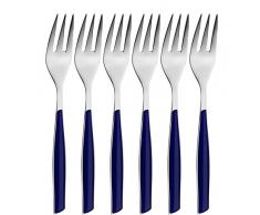 Bugatti Glamour glbu-021f17/6 Tenedores para Tartas (Juego de 6) - San (Resina copolÃmeros de estireno-acrilonitrilo)/Acero - 16 x 20 x 3 cm - Azul Marino