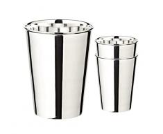 EDZARD Juego de 2 Tazas Mido (250 ml), Plateado, Altura 10 cm, Jarra para Beber, Vaso para Whisky, Cocktail, Agua, Zumo de Frutas
