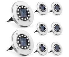 Anmossi Luces Solares para JardÃn,12 LEDs Lámparas Solares de Suelo,Blanco Frio,IP65 Impermeable Luz Solar Exterior para Lawn de Suelo, Entrada de coches, Patios, Caminos(8 Unidades)
