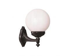 Aplique de pared, ángulo, pantalla blanca, para exterior, abs , negro, 25x20x30, casquillo E 27 Max 60 W