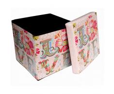 Biscottini Puf contenedor niños y adultos 39 x 39 x 39 cm | Cajas de almacenamiento con tapa | Puf contenedor cuadrado con decoraciones
