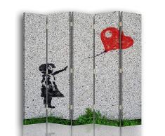 Legendarte - Biombo Globo del Amor - Separador de Ambientes para Interiores cm. 180x170 (5 x)