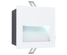 EGLO LED lámpara empotrada de exterior Aracena, foco empotrado LED de cristal, plástico, aluminio en blanco y transparente, iluminación de exterior, IP64, L x A 14 cm