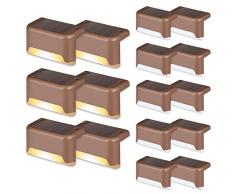 GIGALUMI Luces solares para exteriores, 16 pcs, luz de escalera, impermeable, iluminación LED para escaleras exteriores, escalones, valla, patio, terraza, canalón, decoración, blanco cálido