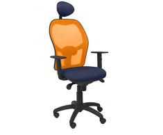 Piqueras Y Crespo (PIQU7) Silla Jorquera Malla Naranja Asiento Bali Azul Marino con cabecero Fijo Oficina, Talla Unica