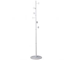 DRW Perchero de pie de Metal con 6 pomos y Base de mÃ¡rmol en Blanco 37x175cm, pomo 6 cm