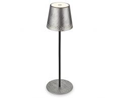 Briloner - BaterÃ­a LED LÃ¡mpara de Sobremesa 2 en 1, RegulaciÃ³n Continua, TÃ¡ctil, Luz MÃ³vil, LED LÃ¡mpara de Sobremesa Exterior, LED LÃ¡mpara de Sobremesa InalÃ¡mbrica, Plata Antiguo