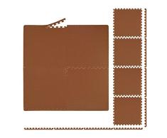 Relaxdays Suelo Goma EVA, Esterilla Fitness, 8 Unidades, 60x60cm, Protector, Borde, 3 mÂ², Gimnasio en Casa, BebÃ©, MarrÃ³n, Set de 8