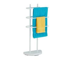 Relaxdays Toallero de Pie con 3 Barras, Metal, 83 x 39 x 18 cm, Soporte para Colgar Ropa, Portatoallas de Baño, Blanco, 100% Hierro