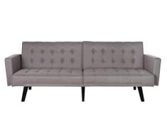 DRW Sofa Cama 2 plazas abatible capitone Gris Poliester 276x152.5x84 cm