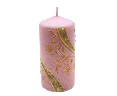 Dekohelden24 Vela de pilar de alta calidad en 3D con adornos dorados, oro rosa, L/Ã: 15 x 7 cm aprox