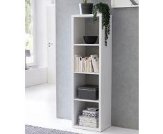 WOHNLING Cubo de Eddie 42Â x 147Â x 29Â cm Estante con 4Â Compartimentos Color Blanco EstanterÃa Madera, pie | Carpeta EstanterÃa biombos Dados de estanterÃa Modern | EstanterÃa de almacenaje Abierto