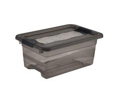 keeeper Caja de almacenamiento con tapa y cierre deslizante, 4 L, Transparente, Gris Crystal
