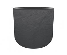 EDA - Maceta Redonda de 40 cm VolcaniaUp 32,5 L - DecoraciÃ³n de imitaciÃ³n Piedra - Pared Simple - Zona de retenciÃ³n de Agua - Ã 38,5 x 36,8 cm - Gris Antracita