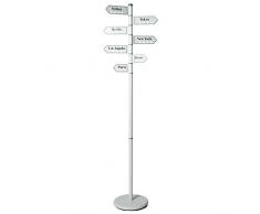 Pide X esa Boca Ciudades Perchero de Pie con Flechas, Metal, Blanco, 28x28x173 cm