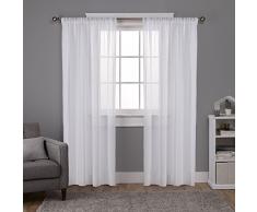 Home Exclusive Exclusiva casa Cortinas Santos con Textura Lino Sheer Rod Bolsillo Ventana Cortina Panel par, Invierno Blanco, 54 x 108