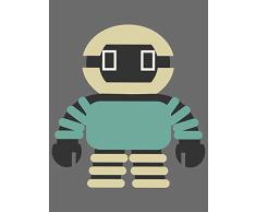 Wee Blue Coo PÃ³ster de arte retro de robot para dormitorio infantil con decoraciÃ³n de pared de 30,4 x 40,6 cm