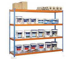 SimonRack Simonforte 1806-4 Metal Estantería de Media Carga, Azul/Naranja/GALVA, 2000x1800x600
