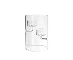 Porta tealight in vetro trasparente a 2 posti cm10x15h