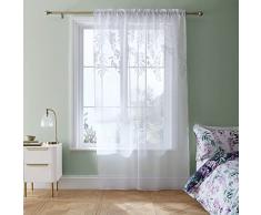 Catherine Lansfield Living Wisteria Floral - Panel de Cortina con Ranura Superior (55 x 54 Pulgadas), Color Blanco