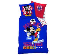 Disney Mickey Sport Juego de Cama, algodón, Azul, 135 x 200 cm, 2 Unidades de Medida