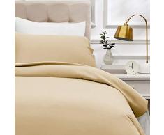 AmazonBasics - Juego de funda nórdica de satén de algodón de 400 hilos - 135 x 200 cm/ 50 x 80 cm x 1, Beige