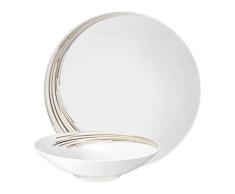 Seltmann Weiden Life 20 Piezas | Set para 6 Personas | Serie Boston Blanco | Servicio Incluye 6 Plato de Desayuno, Taza, platillo de tÃ©, Cada 1 desnatadona, Sugar Bowl, Negro y Dorado