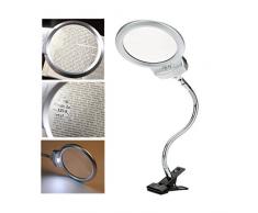TrAdE shop Traesio lámpara Lupa LED Clip de Mesa Escritorio Oficina Aumento con Pinza 2 LED