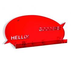 Lettera G Estante Almacenamiento Cómic Color Rojo Transparente 67 x 10 x 29 cm, Dal Design Moderno