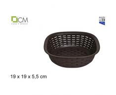 CM 102988 Cesta, Cuadrada, Plastico, Ratan, 19 X 19 X 5.5, Multicolor, 18.5 x 18.5 x 7