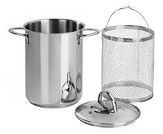 Barazzoni 487051016Â Olla para Verduras con Cesta, Acero Inoxidable, Gris, 23,1Â x 31,5Â x 15,5Â cm