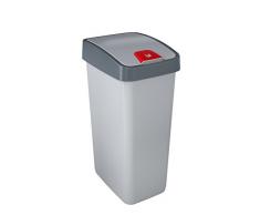 Keeeper Cubo de la Basura Premium con Tapa Abatible, Tacto suave, 45 l, Magne, Plateado